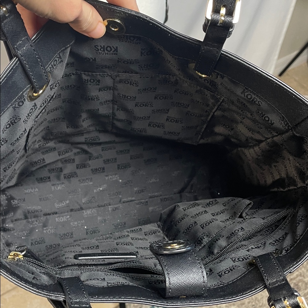 Michael Kors Black leather Tote Bag large MK purse - Picture 13 of 17